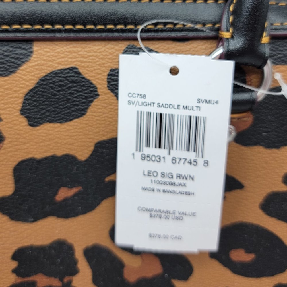 Coach Rowan Satchel in Signature Canvas Leopard Print CC758 Light Saddle Multi - Picture 8 of 10
